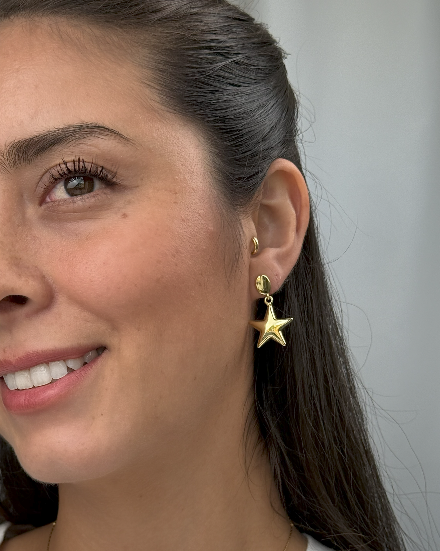 Trendy rhodium plated star dangle earrings for women