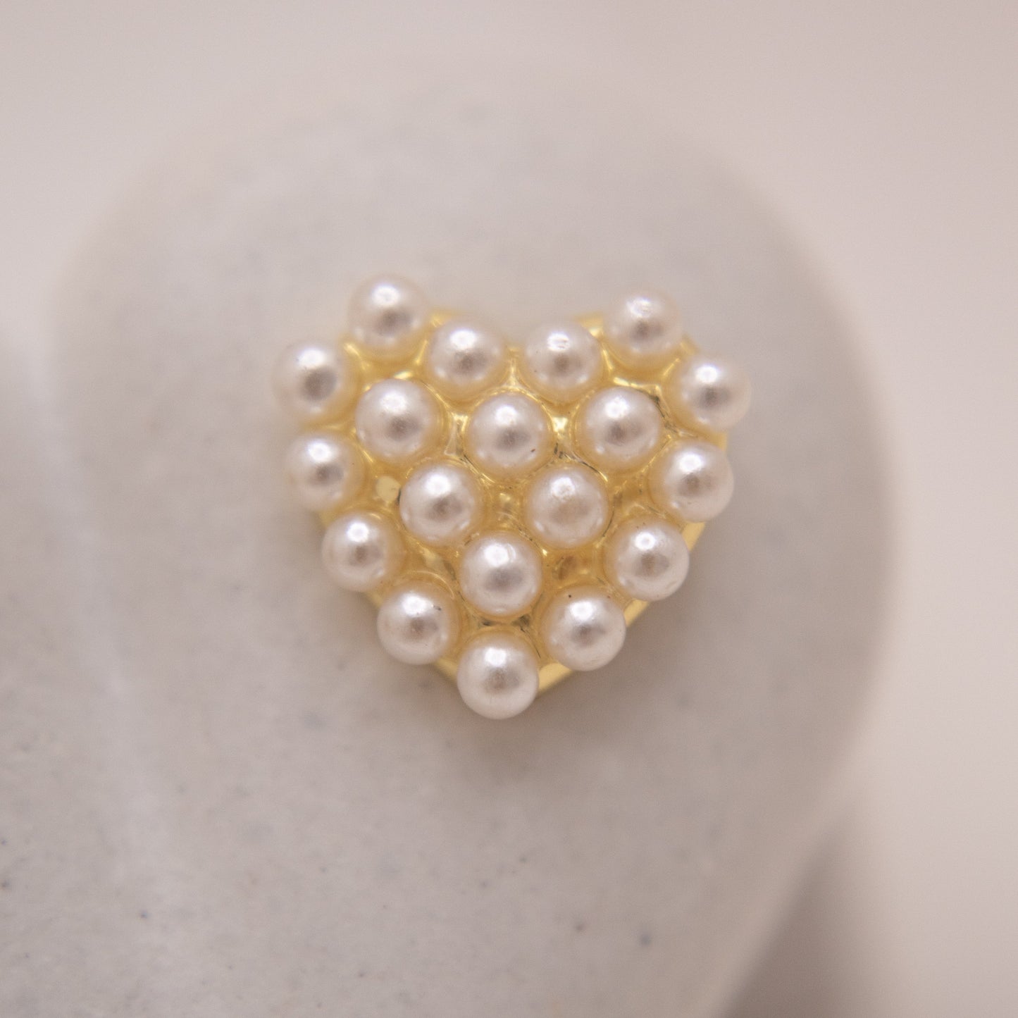 Pearl Love Studs with heart design in gold finish