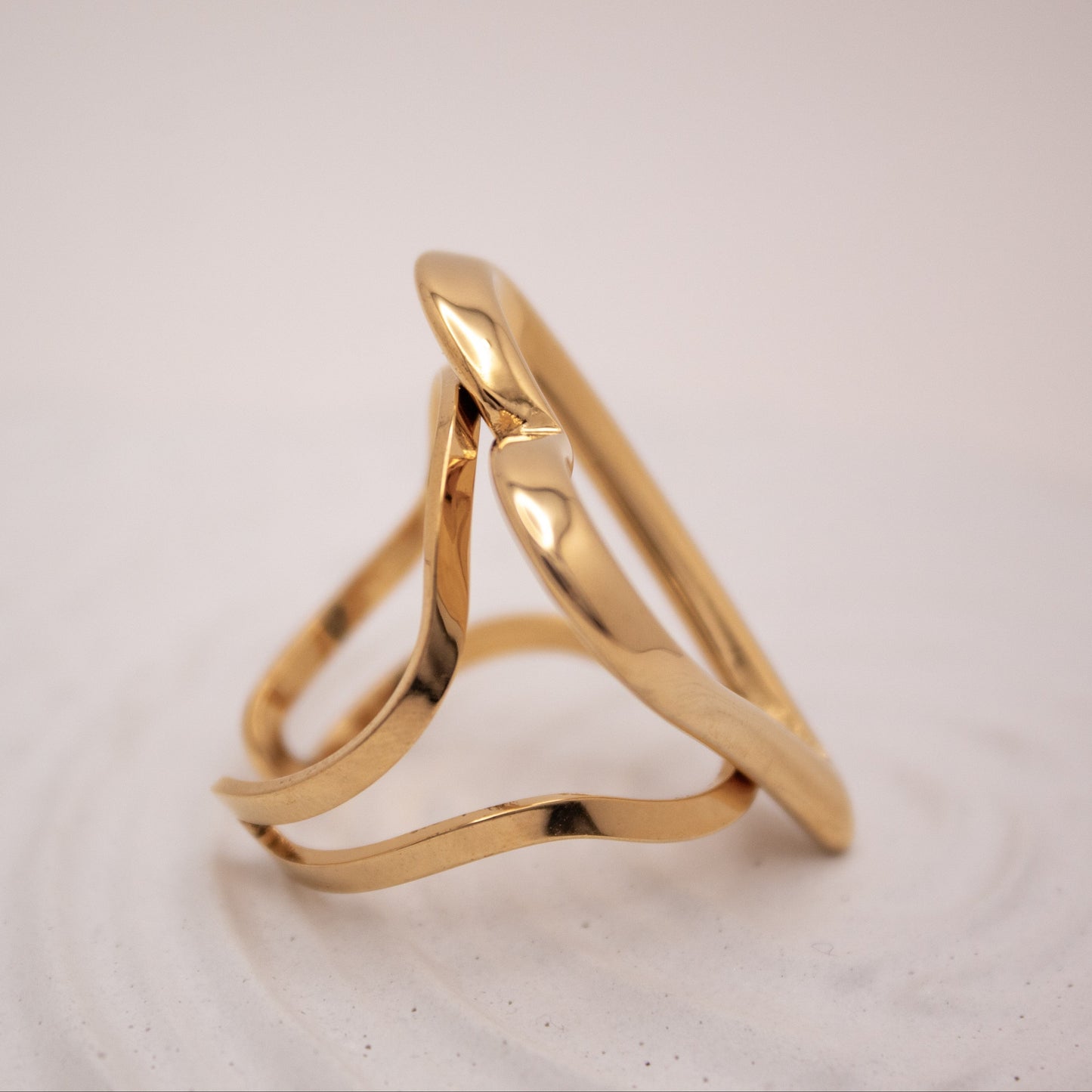 Heart Frame ring in gold stainless steel, minimalist heart shape