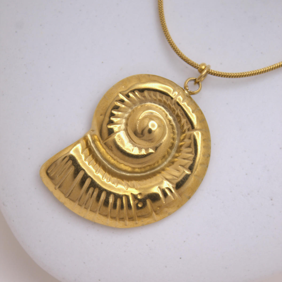 Ocean-inspired Golden Seashell Necklace with micro-bead chain