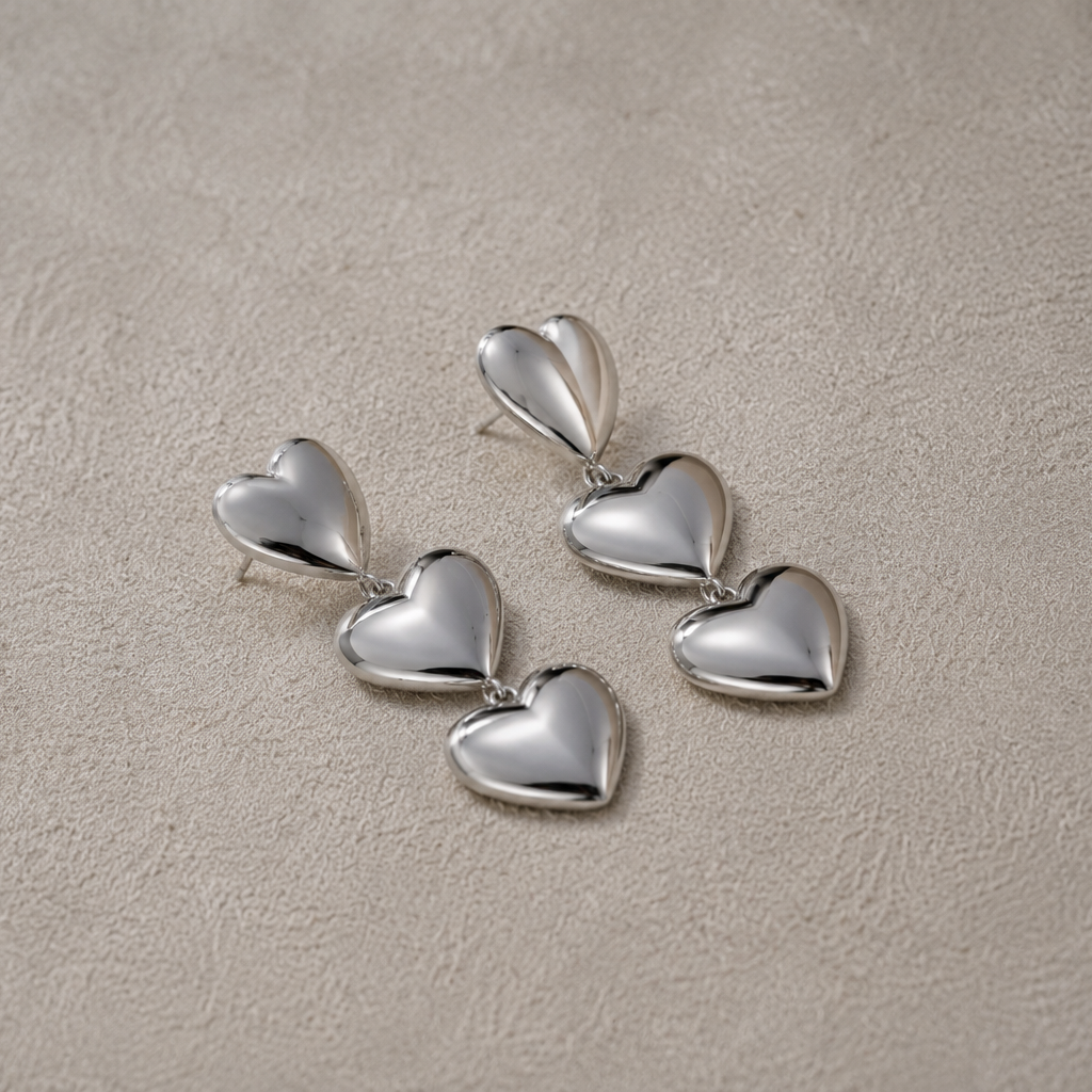 Triple Heart Earrings