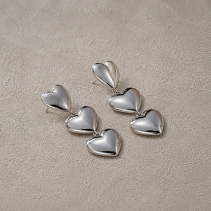 Triple Heart Earrings