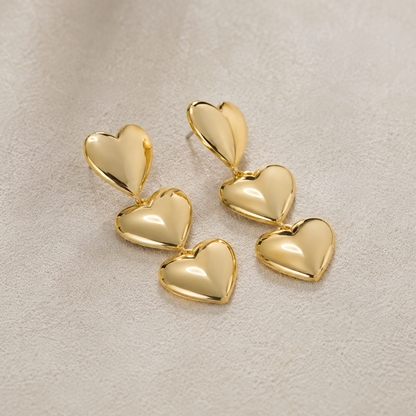 Triple Heart Earrings