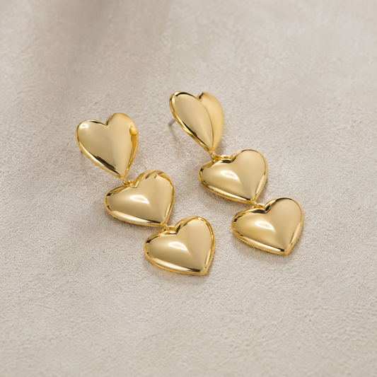 Triple Heart Earrings