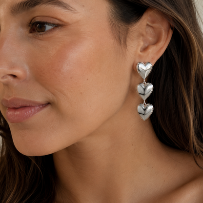 Triple Heart Earrings