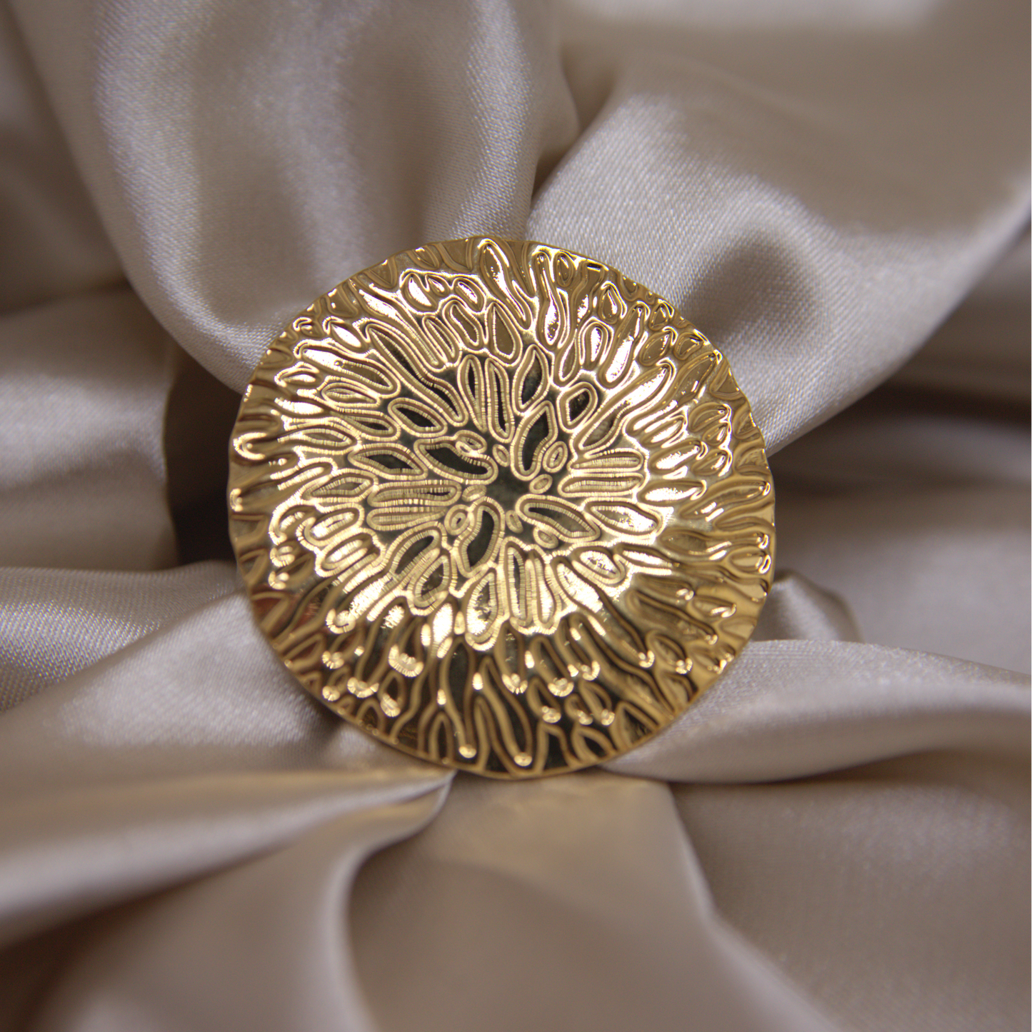 Adjustable gold ring with coral-inspired texture by Selva&Co.