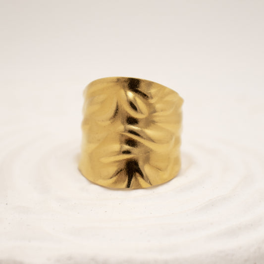 Gold ring on a white background