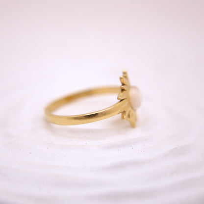 Gold ring with a small decorative element on a white background