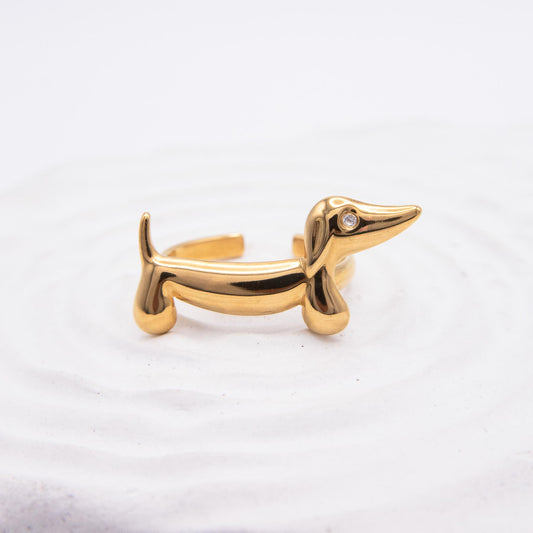 Golden Dachshund Ring💧✅
