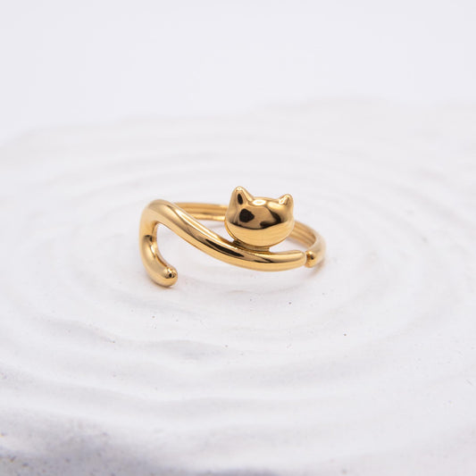 Golden Kitty Ring💧✅