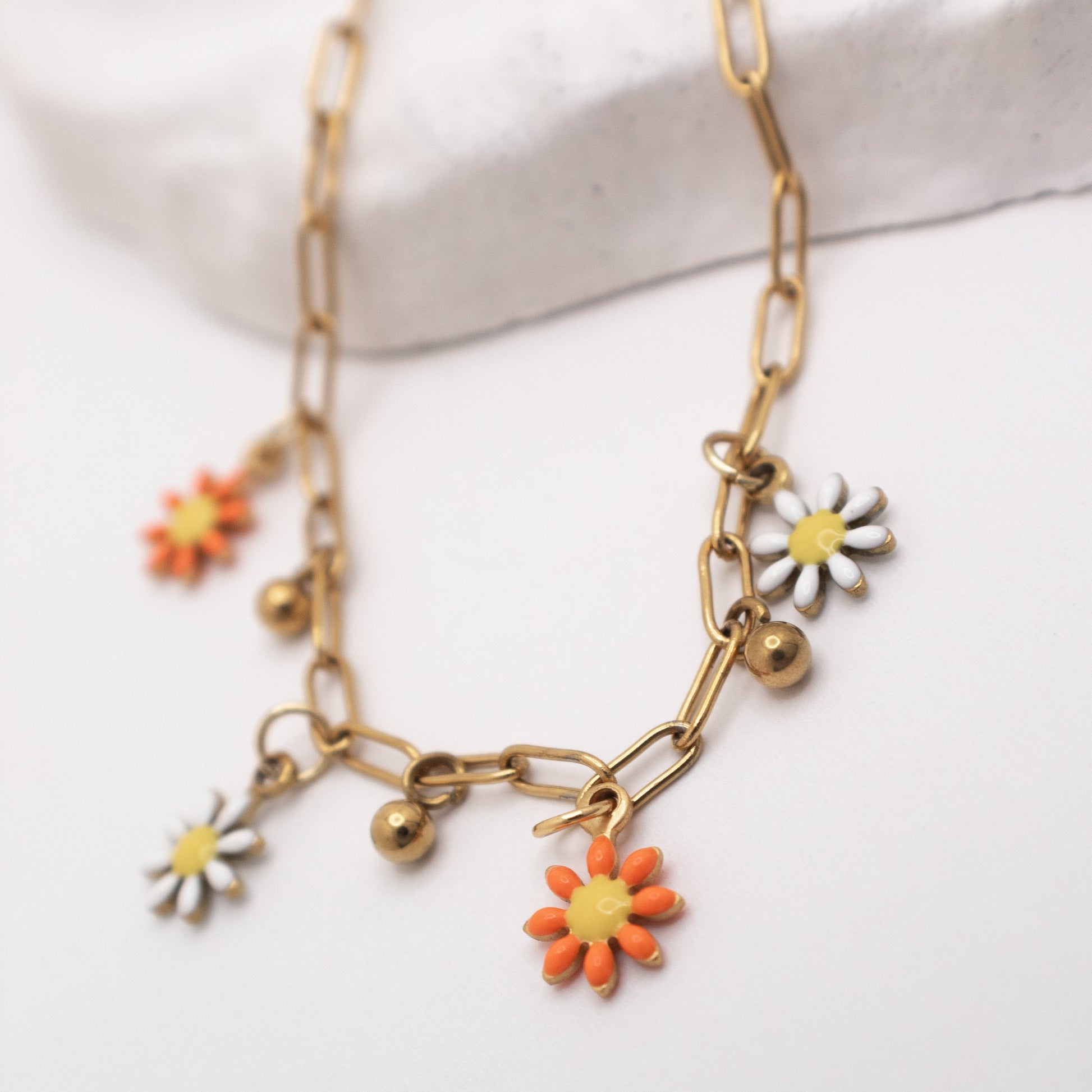 Orange Daisy floral anklet by Selva