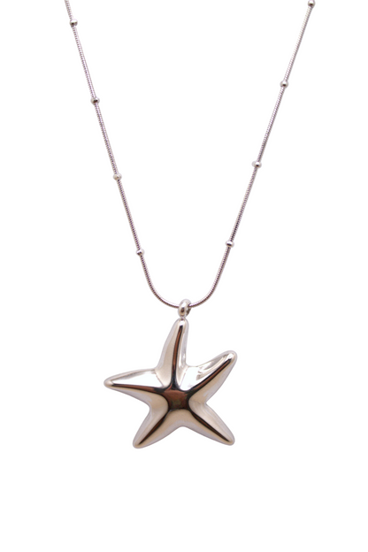 Bold Starfish Necklace in gold or silver with smooth starfish pendant
