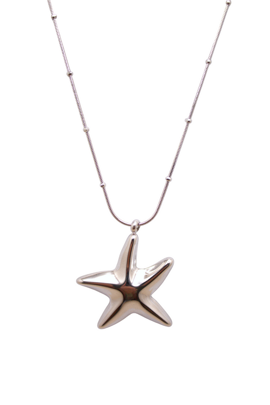 Bold Starfish Necklace in gold or silver with smooth starfish pendant