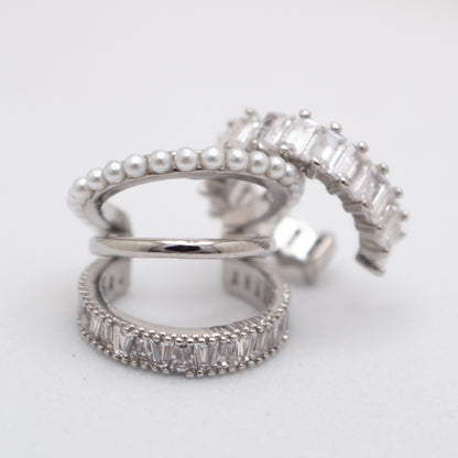 Elegant silver crystal ear cuff Selva