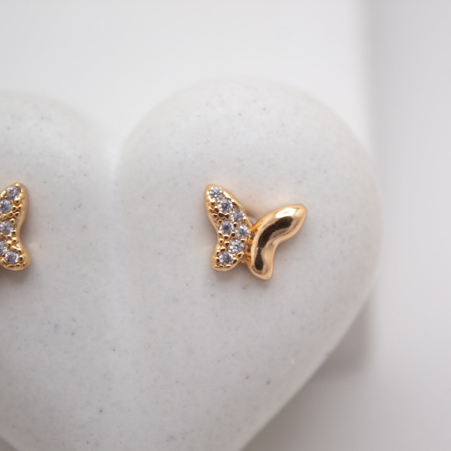 Small gold butterfly studs