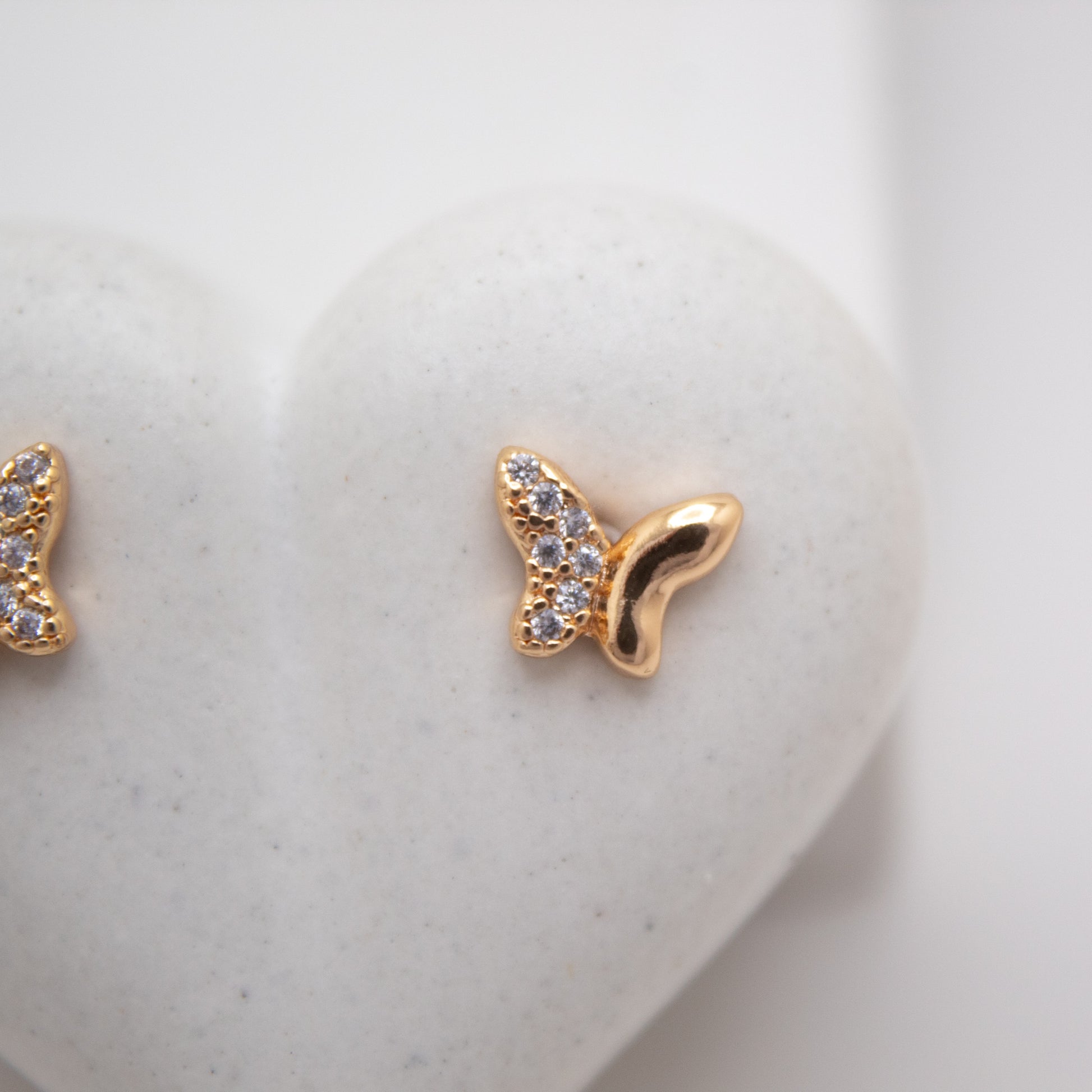 Small gold butterfly studs