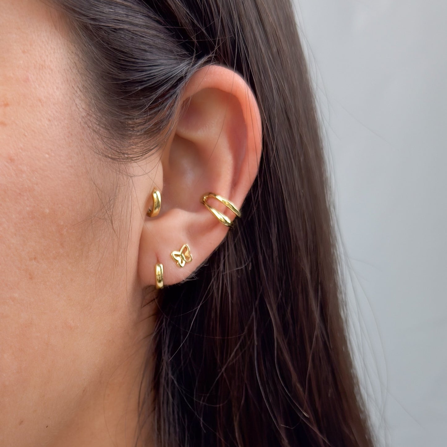 Golden rhodium plated butterfly studs Bloom Again collection