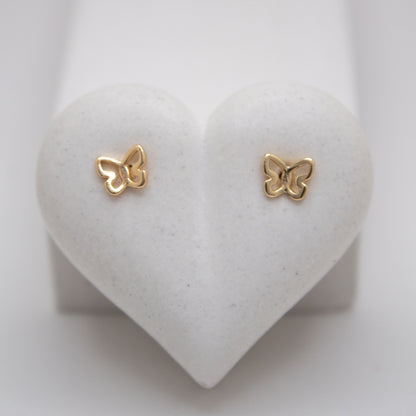 Small golden butterfly stud earrings by Selva