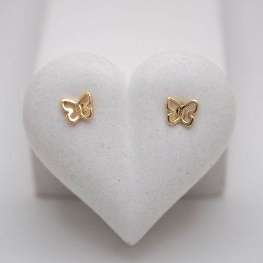 Small golden butterfly stud earrings by Selva