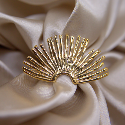 Adjustable gold statement ring inspired by palm shapes by Selva&Co.
