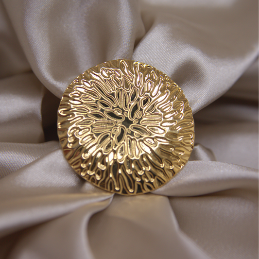 Adjustable gold ring with coral-inspired texture by Selva&Co.