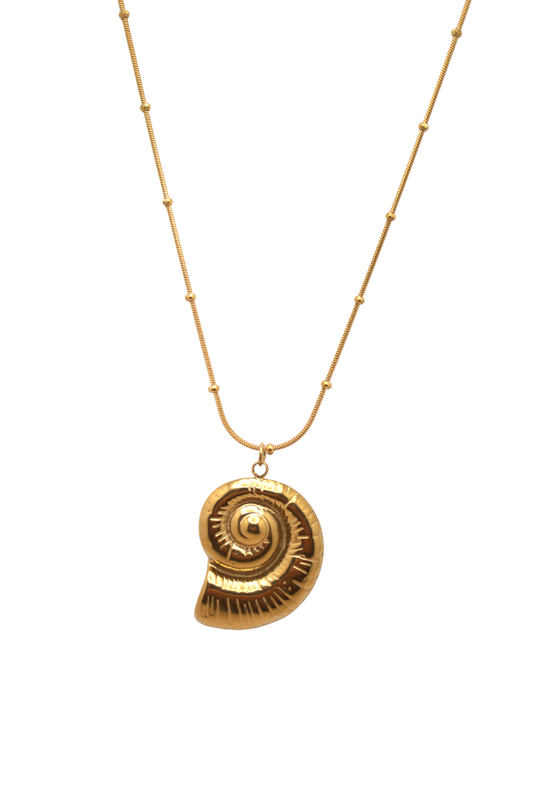 Golden Seashell Necklace with delicate chain and shell pendant