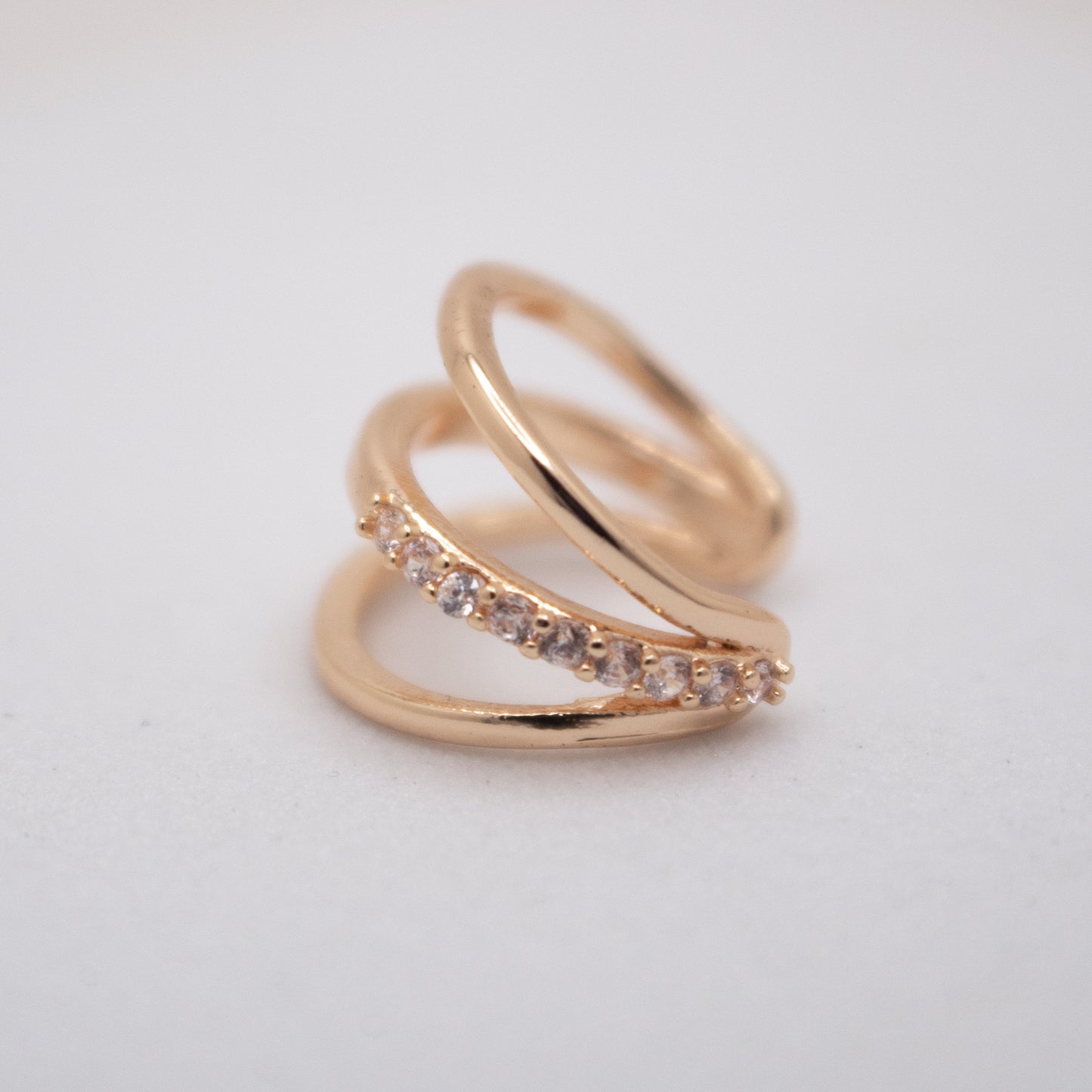 Minimal golden ear cuff with small crystal details