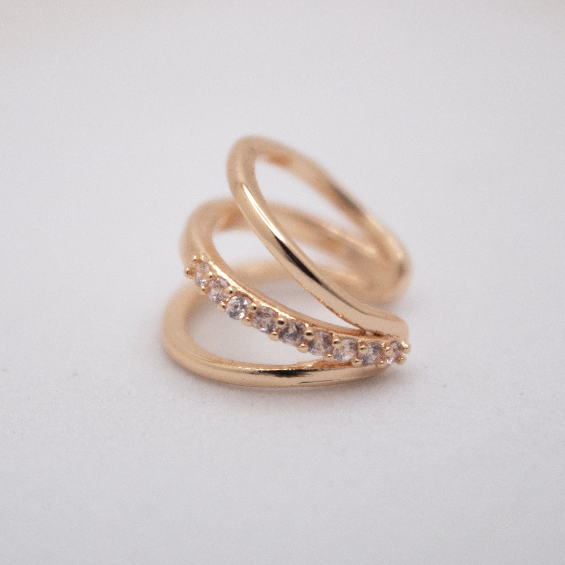 Minimal golden ear cuff with small crystal details