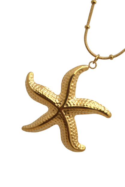Gold stainless steel necklace featuring starfish pendant by Selva Accessories