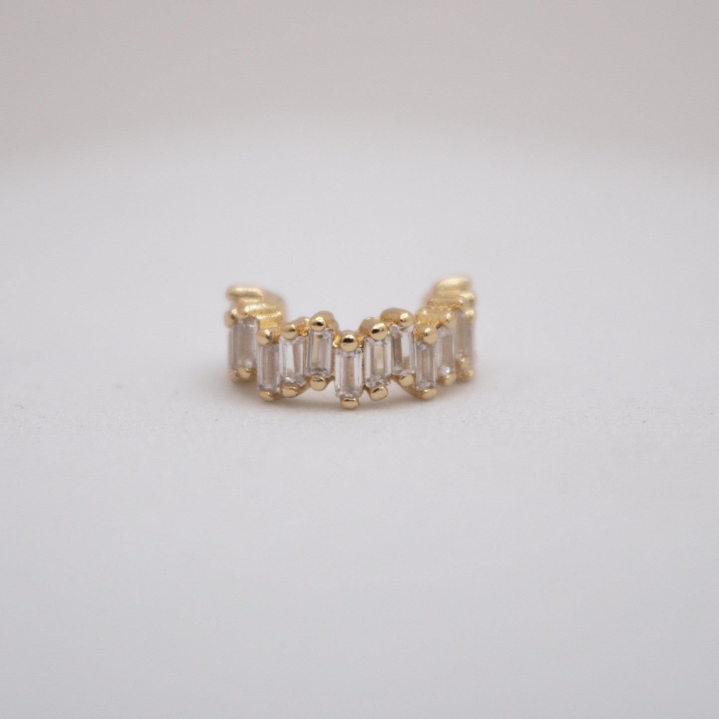 Golden ear cuff with clear baguette crystals