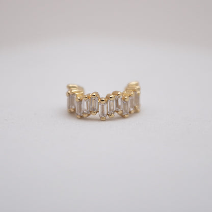 Golden ear cuff with clear baguette crystals