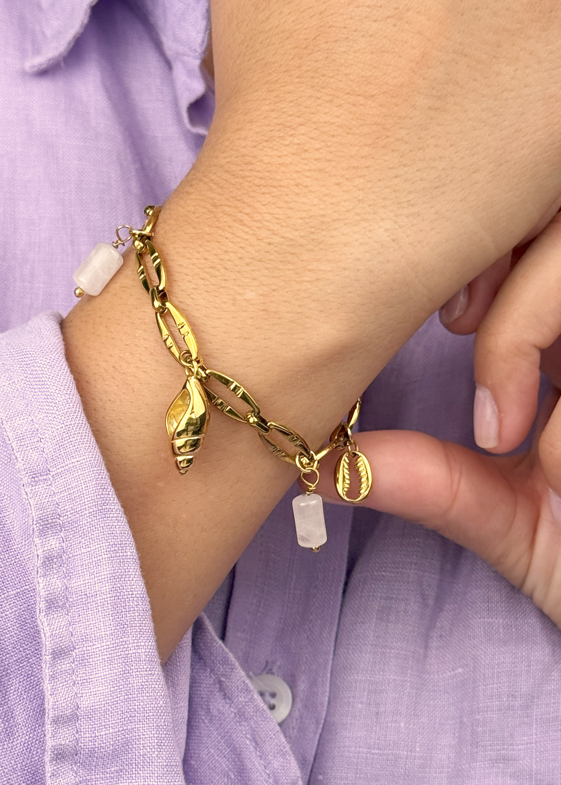Selva Accessories Seashell Dreams Bracelet featuring shell, snail, and mermaid charms