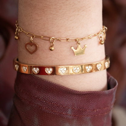 Delicate gold heart charm bracelet waterproof and tarnish resistant