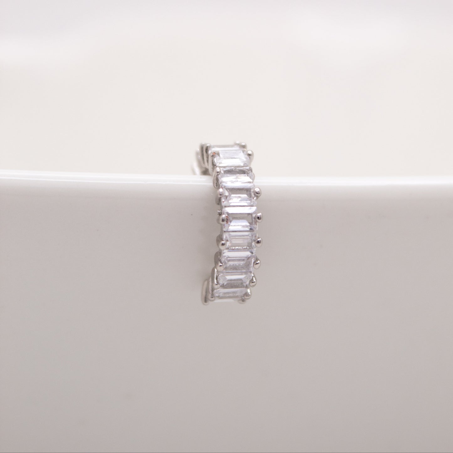 Crystal Crown rhodium plated ear cuff