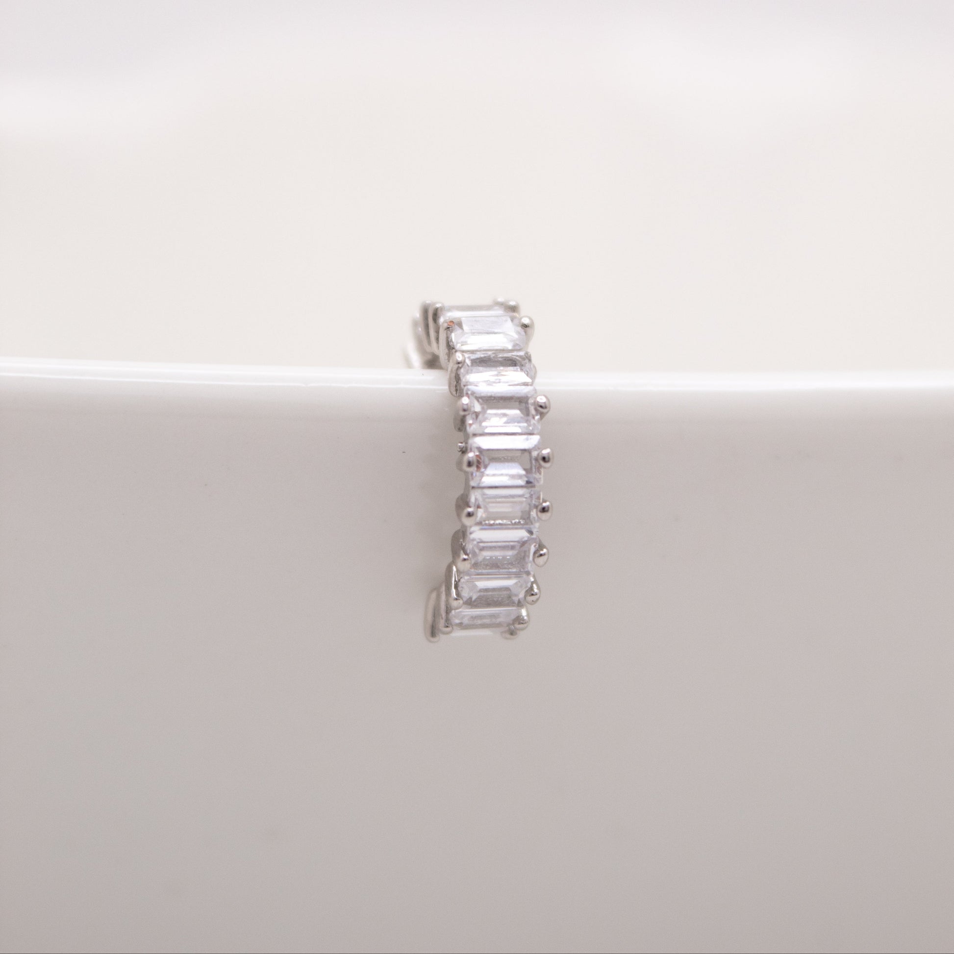 Crystal Crown rhodium plated ear cuff