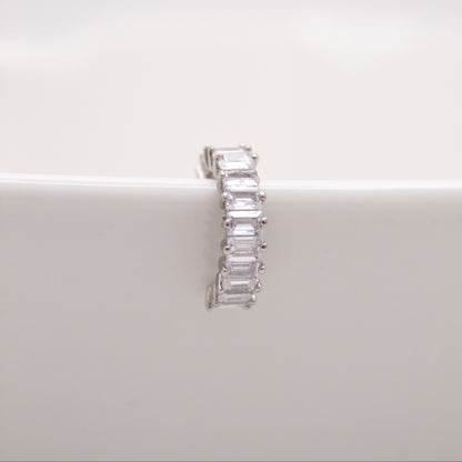 Crystal Crown rhodium plated ear cuff