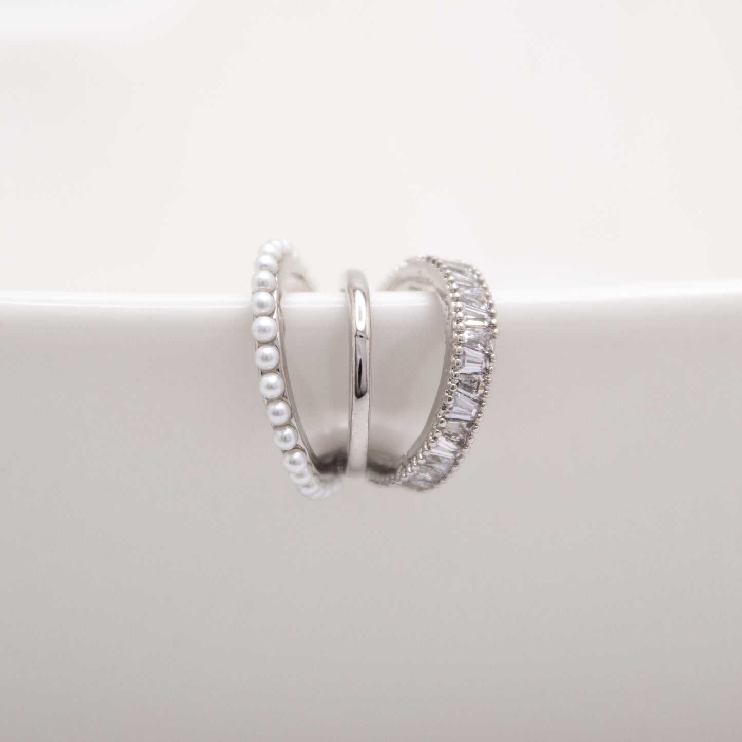 Pearl Arc rhodium plated ear cuff by Selva
