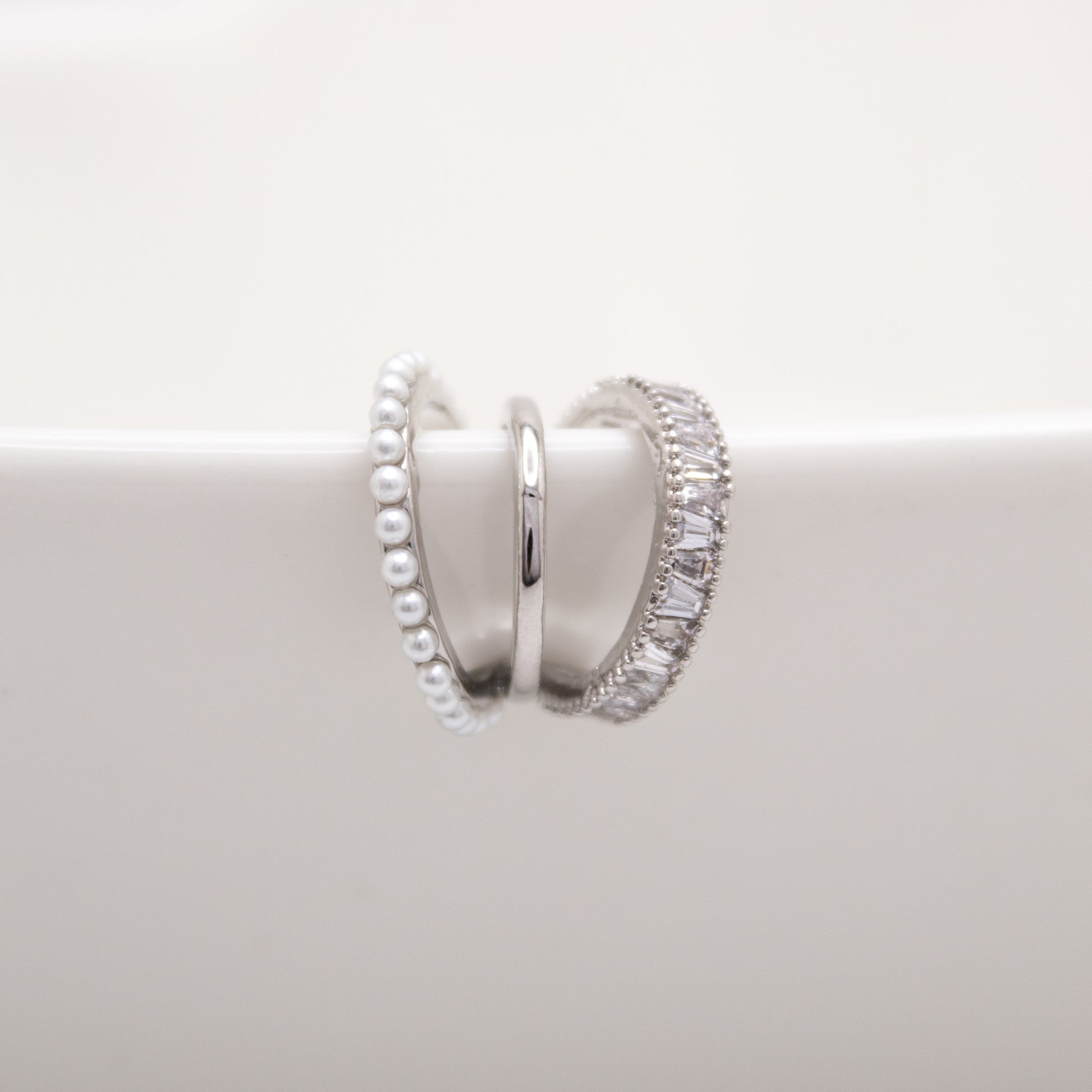 Pearl Arc rhodium plated ear cuff by Selva
