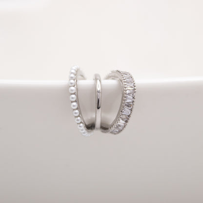 Pearl Arc rhodium plated ear cuff by Selva